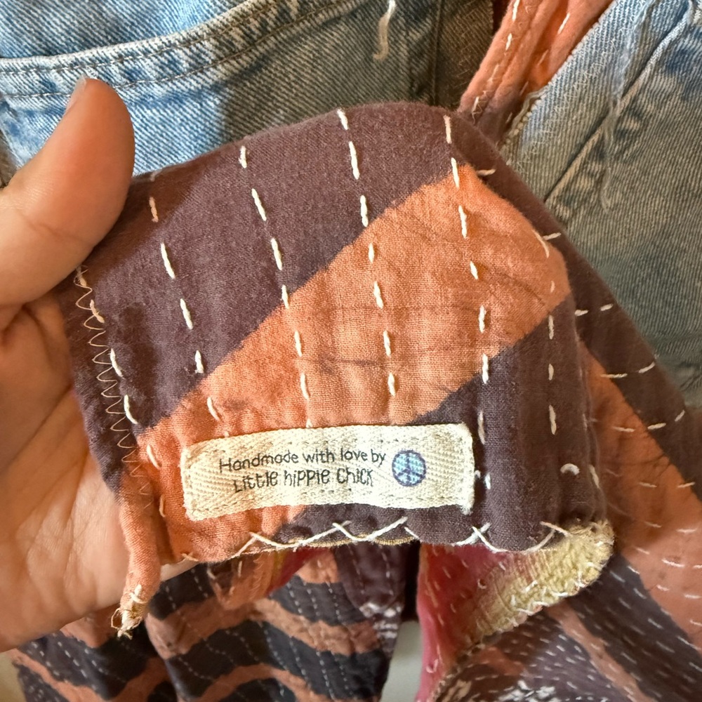 Kantha Striped Kimono with Denim Pockets - Picture 3 of 4